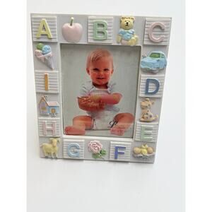 Pastel ABC Alphabet Photo Frame · 3D Relief · Fits 3.5x5" Nursery Kidcore Decor